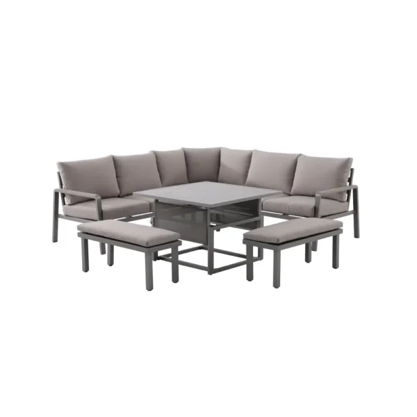 Exteriorea salon de jardin bas canapé angle 6 places + 2 tabourets Relaxo