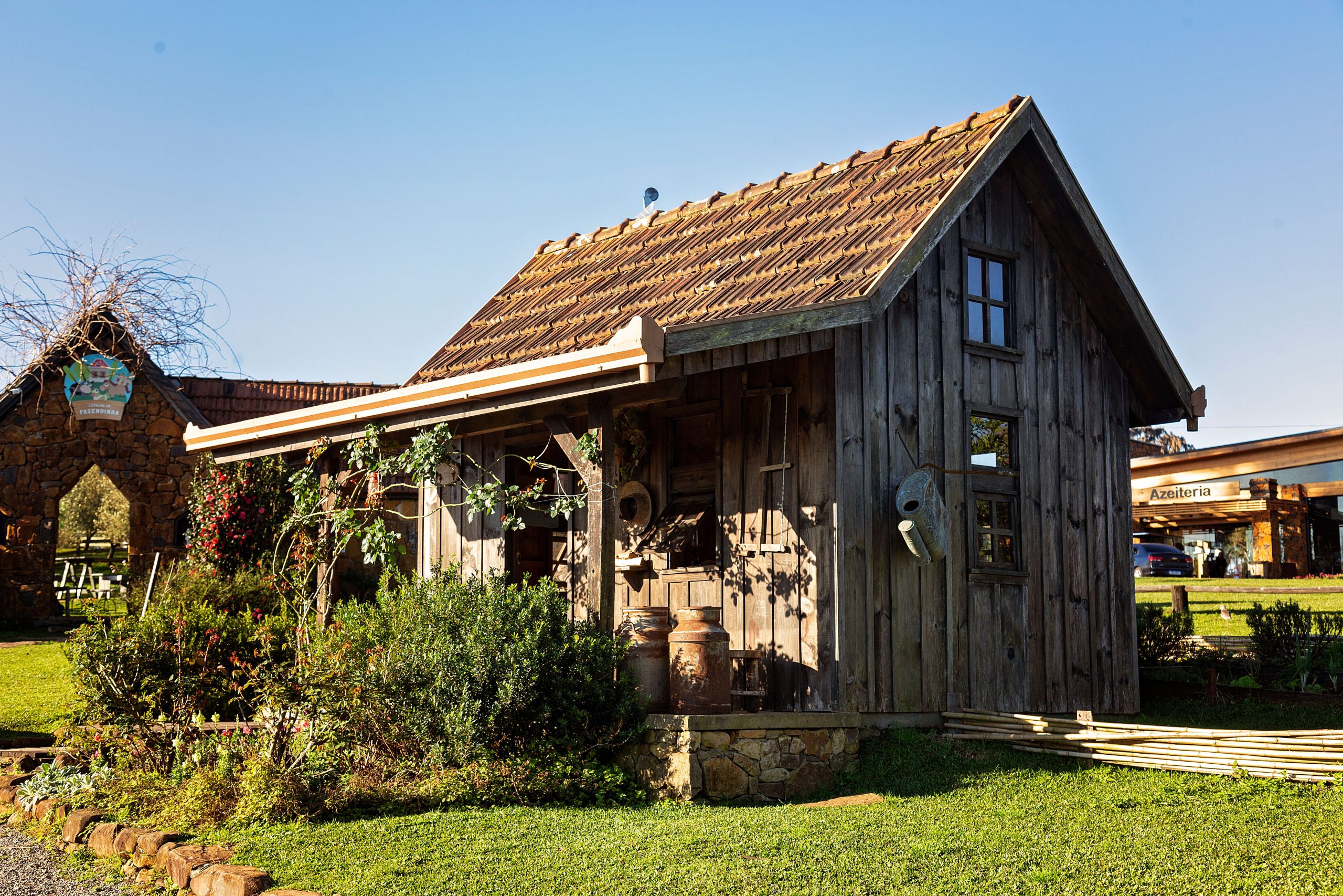 Cabane bois charmante entourée verdure